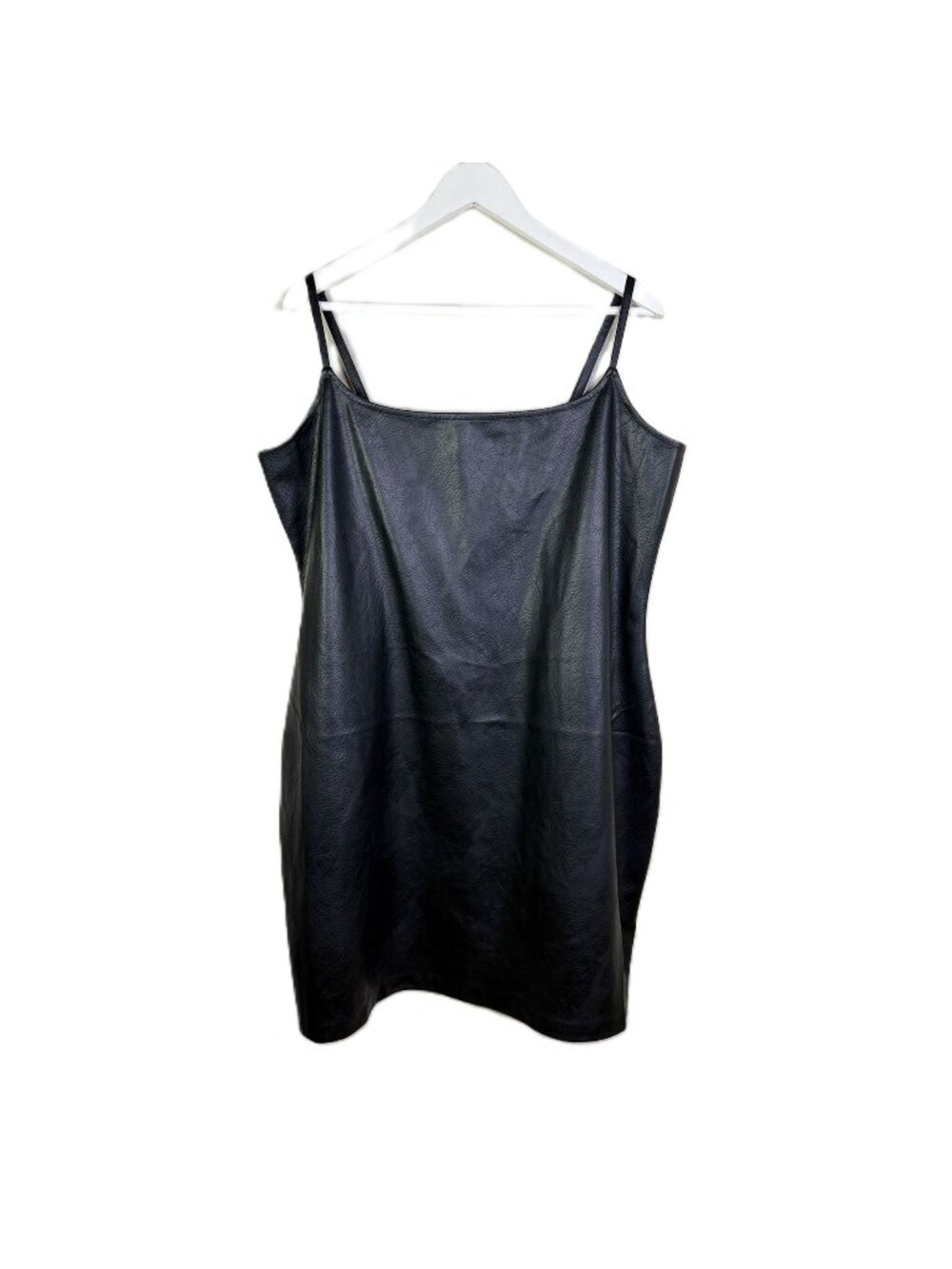 Good American Faux-Leather Black Mini Tank Dress, Size 3XL